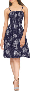 Allover Tropical Palm Tree Printed Short Dress For Women