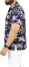 Load image into Gallery viewer, Navy Blue Allover Tropical Palm Tree Printed Hawaiian Beach Shirts For Men P00016