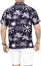 Load image into Gallery viewer, Navy Blue Allover Tropical Palm Tree Printed Hawaiian Beach Shirts For Men P00016