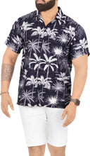 Load image into Gallery viewer, Navy Blue Allover Tropical Palm Tree Printed Hawaiian Beach Shirts For Men P00016