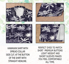 Load image into Gallery viewer, Navy Blue Allover Tropical Palm Tree Printed Hawaiian Beach Shirts For Men P00016
