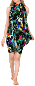 Allover Parrots and Tropical Florals and Pineapple Printed Beach Wrap For Women