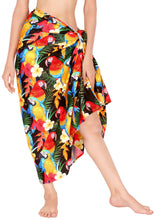 Load image into Gallery viewer, Multicolor Non-Sheer Parrot, Leaves and Flower Print Beach Wrap For Women