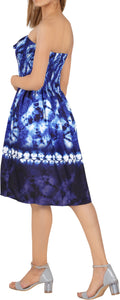 Azure Dreams Royal Blue Tie-Dye Print Short Tube Dress For Women