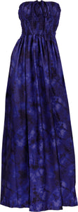 Violet and Black Tie Dye Printed Effected Long Strapless Dress