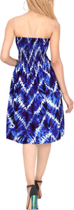 Nautical Dreams Tie Dye Effect Zig Zag Printed Short White Dress For Women