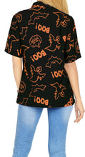 Load image into Gallery viewer, La Leela Halloween Women&#39;s Scary Pumpkin And BOO Printed Black Shirt