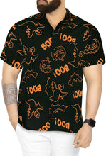Load image into Gallery viewer, La Leela Halloween Men&#39;s Scary Pumpkin And BOO Printed Black Shirt