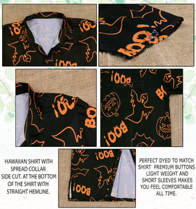 La Leela Halloween Men's Scary Pumpkin And BOO Printed Black Shirt