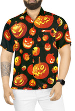 Load image into Gallery viewer, La Leela Halloween Men&#39;s Scary Pumpkin Printed Black Shirt