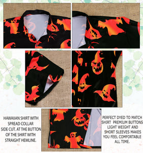 La Leela Halloween Men's Pumpkin And Ghost Printed Black Shirt