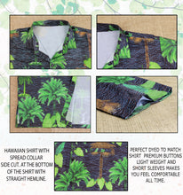 Load image into Gallery viewer, Allover Tropical Tree Printed Black and Green Hawaiian Beach Shirts For Men