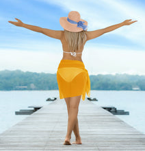 Load image into Gallery viewer, Golden Solid Sheer Short Elegant And Lightweight Beach Wrap Sarong