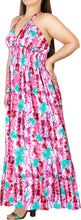 Load image into Gallery viewer, Pink and White Floral Printed Halter Neck Long Dress