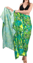 Load image into Gallery viewer, Green Non-Sheer Allover Abstract Leaves Print Beach Wrap For Women