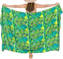Cargar imagen en el visor de la galería, Green Non-Sheer Allover Abstract Leaves Print Beach Wrap For Women