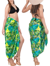 Load image into Gallery viewer, Green Non-Sheer Allover Abstract Leaves Print Beach Wrap For Women