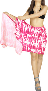 Tie Dye Effect Pink and White Non-Sheer Print Beach Wrap For Women