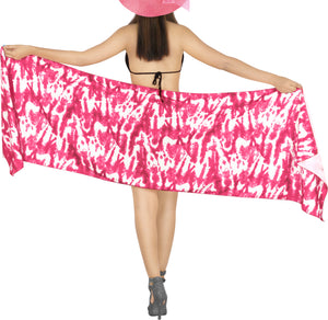Tie Dye Effect Pink and White Non-Sheer Print Beach Wrap For Women