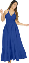 Load image into Gallery viewer, Solid Royal Blue Halter Neck Long Maxi Dress
