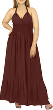 Load image into Gallery viewer, Solid Violet Halter Neck Long Maxi Dress