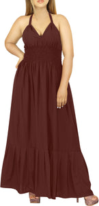 Solid Violet Halter Neck Long Maxi Dress