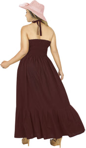 Solid Violet Halter Neck Long Maxi Dress