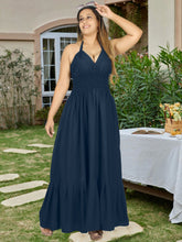 Load image into Gallery viewer, Solid Navy Blue Halter Neck Long Dress For Women