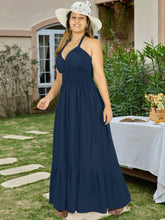 Load image into Gallery viewer, Solid Navy Blue Halter Neck Long Dress For Women