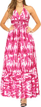 Load image into Gallery viewer, Effortless Elegance for Casual Chic Pink and White Tie Dye Halter Neck Long Dress