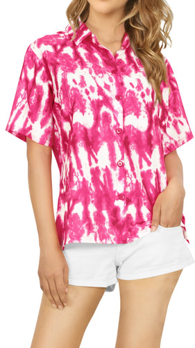 La Leela Women's Pink Tie Dye Relaxed Everyday Causal Shirt