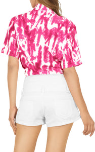 La Leela Women's Pink Tie Dye Relaxed Everyday Causal Shirt
