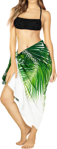Green Non-Sheer Palm Leaves Print Beach Wrap For Women