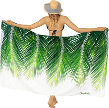 Load image into Gallery viewer, Green Non-Sheer Palm Leaves Print Beach Wrap For Women