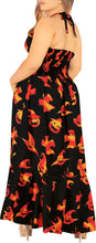 Load image into Gallery viewer, La Leela Women&#39;s Halloween Halter Neck Scary Pumpkin and Witch Hat Print Black Color Long Flowy Dress