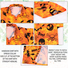 Load image into Gallery viewer, La Leela Halloween Men&#39;s Skull And BOO Printed Orange Shirt