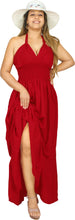 Load image into Gallery viewer, Solid Red Halter Neck Long Maxi Dress