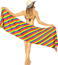 Load image into Gallery viewer, Multicolor Non-Sheer Bright Rainbow Print Beach Wrap For Women