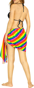 Multicolor Non-Sheer Bright Rainbow Print Beach Wrap For Women