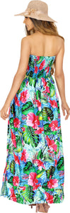 Multicolor Allover Flower and leaves Printed Long Tube Dress For Women