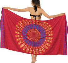 Load image into Gallery viewer, Maroon Non-Sheer Mandala Print Beach Wrap For Women
