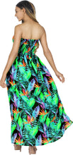 Load image into Gallery viewer, Allover Tropical Palm Leaves and Floral Printed Long Maxi Strapless Dress