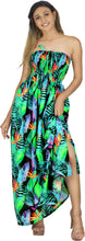 Load image into Gallery viewer, Allover Tropical Palm Leaves and Floral Printed Long Maxi Strapless Dress
