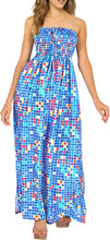 Load image into Gallery viewer, Blue Colorful Blocks Printed Long Tube Dress For Women