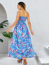 Load image into Gallery viewer, Blue Colorful Blocks Printed Long Tube Dress For Women