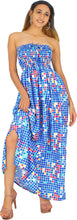 Load image into Gallery viewer, Blue Colorful Blocks Printed Long Tube Dress For Women