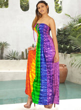 Load image into Gallery viewer, Radiant Spectrum Multicolor Rainbow Print Long Tube Dress For Women