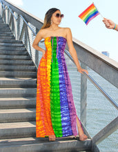 Load image into Gallery viewer, Radiant Spectrum Multicolor Rainbow Print Long Tube Dress For Women