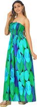 Cargar imagen en el visor de la galería, Blue Banana Leaves Printed Long Tube Dress For Women