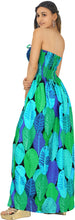 Cargar imagen en el visor de la galería, Blue Banana Leaves Printed Long Tube Dress For Women